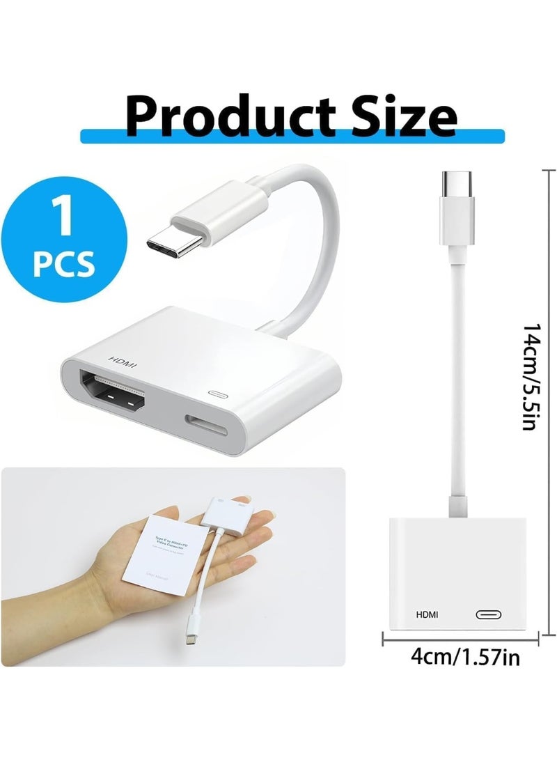 USB C to HDMI Adapter for iPhone 17 16 to TV, USB-C Digital AV Adapter 4K Sync Screen Cable with Fast Charging Port Plug & Play for iPhone 17 16 15 iPad on HDTV/Projector/Monitor - Image 3