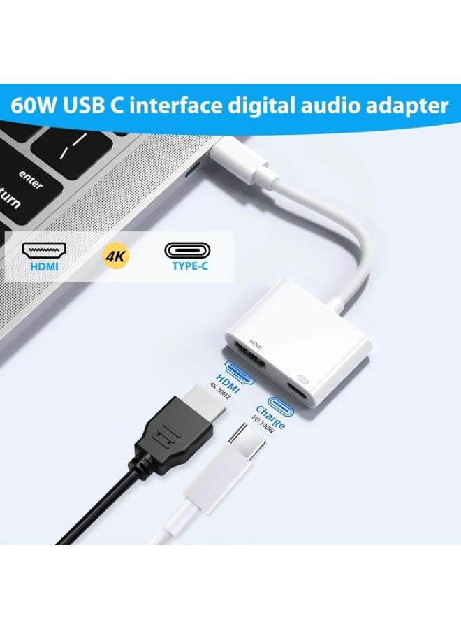 USB C to HDMI Adapter for iPhone 17 16 to TV, USB-C Digital AV Adapter 4K Sync Screen Cable with Fast Charging Port Plug & Play for iPhone 17 16 15 iPad on HDTV/Projector/Monitor - Image 4