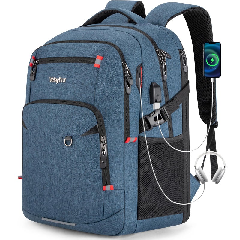 Velaybor 40L Expandable Laptop Backpack, Anti-thief Travel Backpack with USB Charging Port, Airline Approved Business Waterproof Carry on Luggage, Fits 15.6" Laptop for Men Women - Image 1