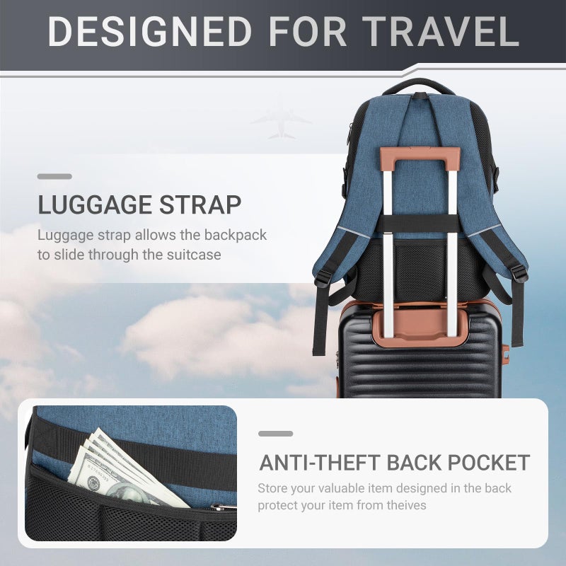 Velaybor 40L Expandable Laptop Backpack, Anti-thief Travel Backpack with USB Charging Port, Airline Approved Business Waterproof Carry on Luggage, Fits 15.6" Laptop for Men Women - Image 4