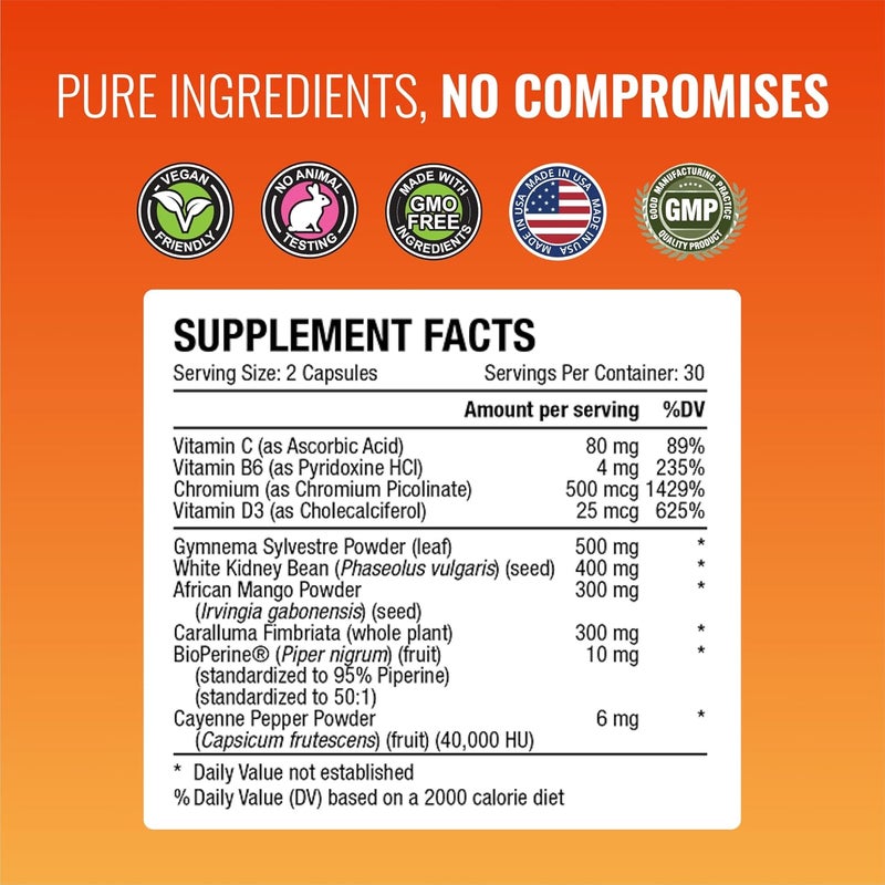 Approved Science مكمل غذائي معتمد لتقليل الشهية - جمنما، كروم، فلفل حار - 60 كبسولة - صنع في الولايات المتحدة الأمريكية - Image 4