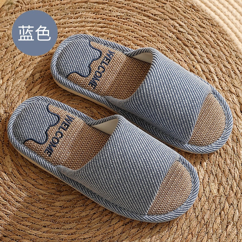 Large Size Linen Slippers for Men's Home Spring & Fall Seasons Cotton and Linen Home Household Silent Indoor Fabric Slippers for Women - Image 1
