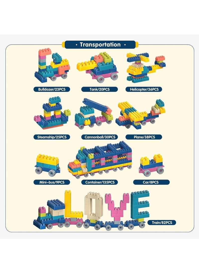 XICEN Building Blocks Set, 300PCS with 1 Storage Box, Toy Gift Set,STEM Toys Educational Toys Sets Solid Plastic Sensory Toys for Preschool Kids Boys and Girls  - Image 3