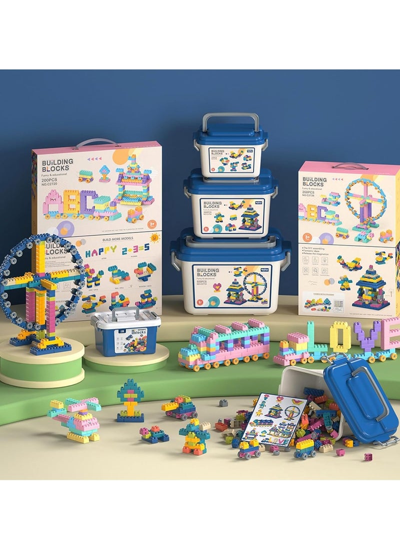 XICEN Building Blocks Set, 300PCS with 1 Storage Box, Toy Gift Set,STEM Toys Educational Toys Sets Solid Plastic Sensory Toys for Preschool Kids Boys and Girls  - Image 4