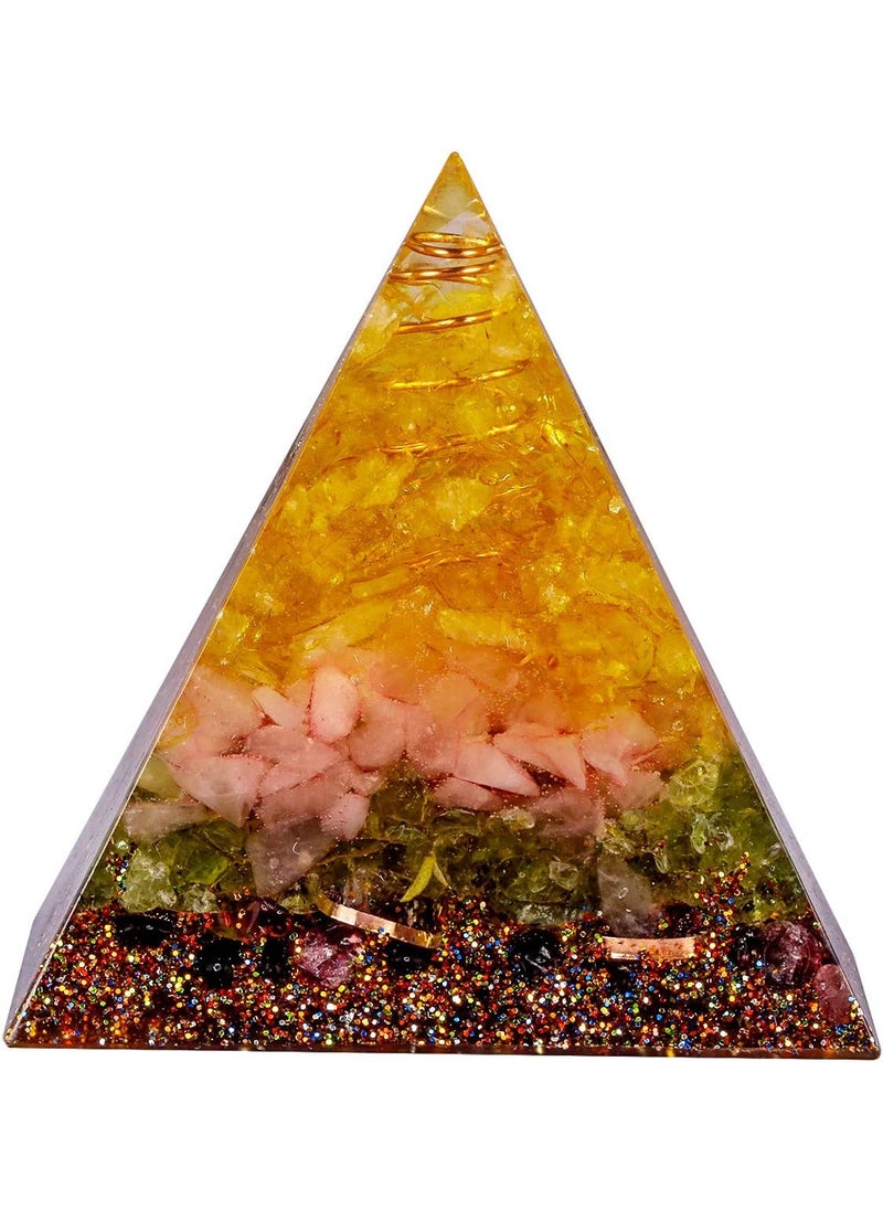 SUNYIK SUNYIK Chip Stone Orgone Pyramid, Healing Crystal Point Copper Energy Generator Protection Metaphysical Chakra Reiki 1.96", Mixed Stone 
