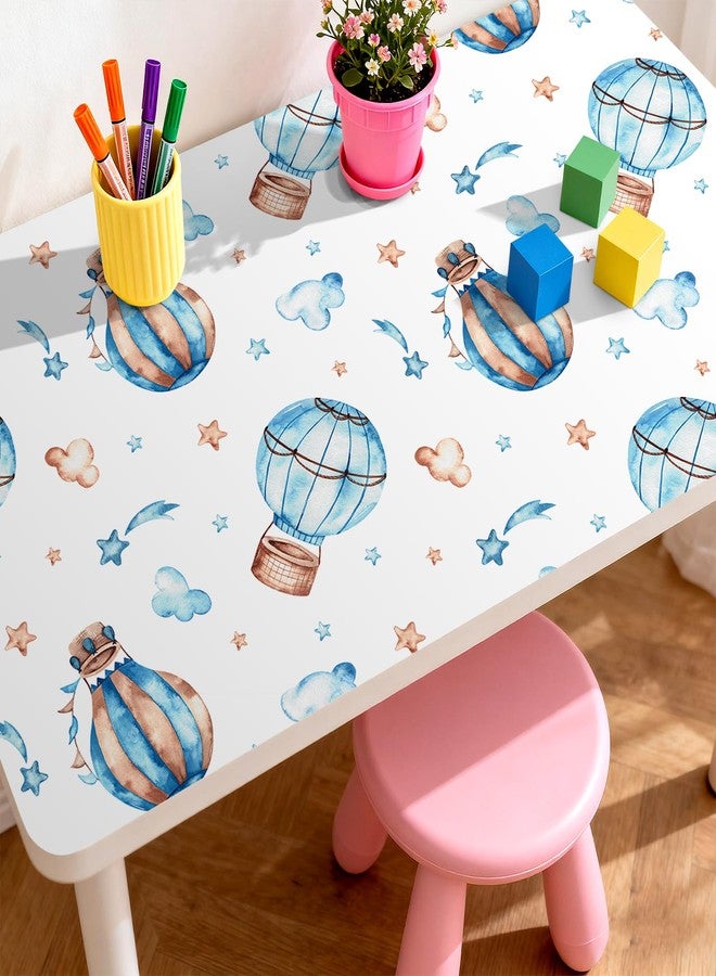 ReWallpaper ورق حائط ReWallpaper لغرفة الأطفال على شكل منطاد هواء ساخن قابل للإزالة وقابل للتقشير واللصق، جدارية جدارية ذاتية اللصق بتصميم سماء زرقاء لتزيين الحائط لغرفة لعب الأطفال وغرفة النوم وغرفة المعيشة 17.5 بوصة × 23 قدمًا - Image 4