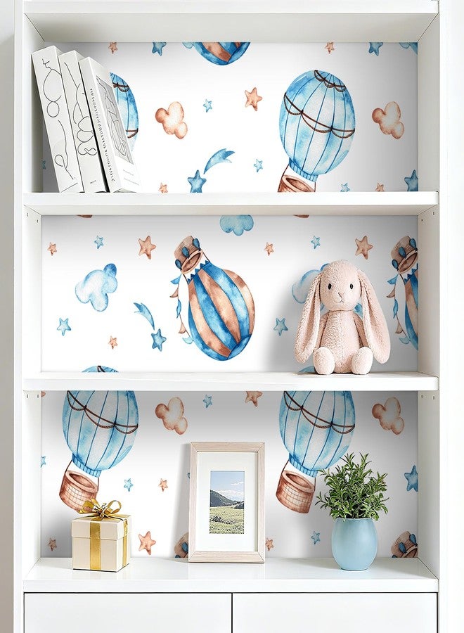 ReWallpaper ورق حائط ReWallpaper لغرفة الأطفال على شكل منطاد هواء ساخن قابل للإزالة وقابل للتقشير واللصق، جدارية جدارية ذاتية اللصق بتصميم سماء زرقاء لتزيين الحائط لغرفة لعب الأطفال وغرفة النوم وغرفة المعيشة 17.5 بوصة × 23 قدمًا - Image 5