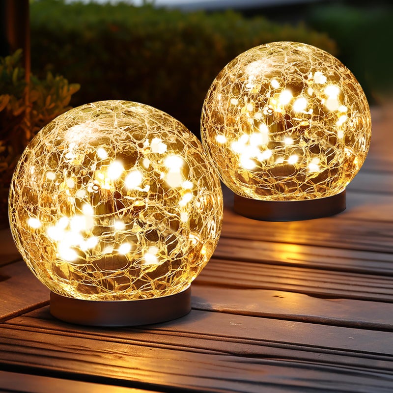 JKIMK Solar Globe Lights Outdoor WaterproofSolar Balls GardenCracked Glass Ball Solar Lights OutdoorSolar Orbs OutsideOutdoor Decorations Patio Yard Lawn Backyard Decor GUOXBQ555