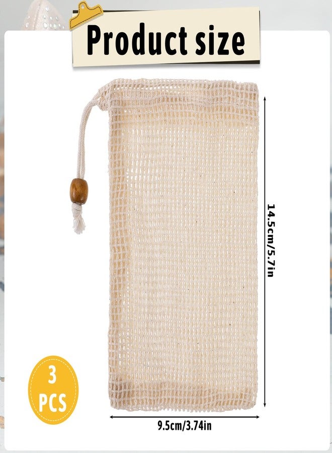 Sliverdew 3 Pack Soap Exfoliating Bag Natural Sisal Soap Saver Bag Pouch Natural Soaps Saver Bar Bags with Drawstring for Exfoliating Foaming and Drying Soaps Holder - Image 2