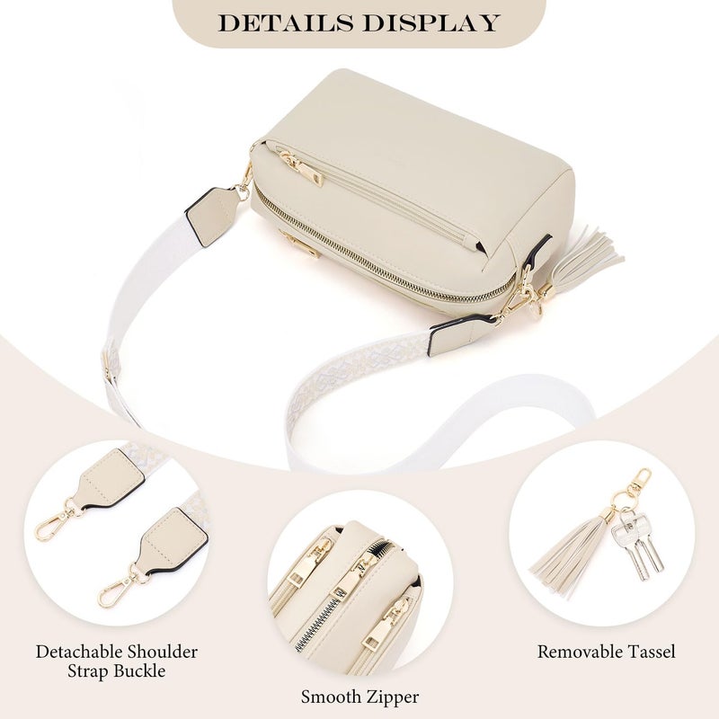 Roulens Triple Zip Small Crossbody Bag for women,Wide Strap Cell Phone Purse Shoulder Handbag Wallet with Credit Card Slots - Image 5