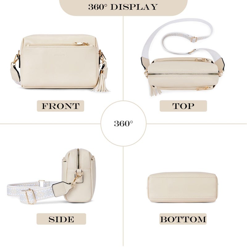 Roulens Triple Zip Small Crossbody Bag for women,Wide Strap Cell Phone Purse Shoulder Handbag Wallet with Credit Card Slots - Image 4