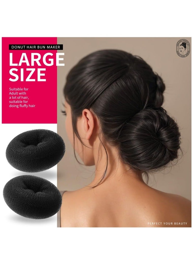7 Hair Bun Makers Set, Black Buns Shaper Hair Styling Accessories Kit with 5 Bands and 20 Bun Pins, Donut Ring Style Chignon Bun Maker, For Ballet Dance (2 Small 2 Medium 2 Large 1 Extra-Large) - Image 5