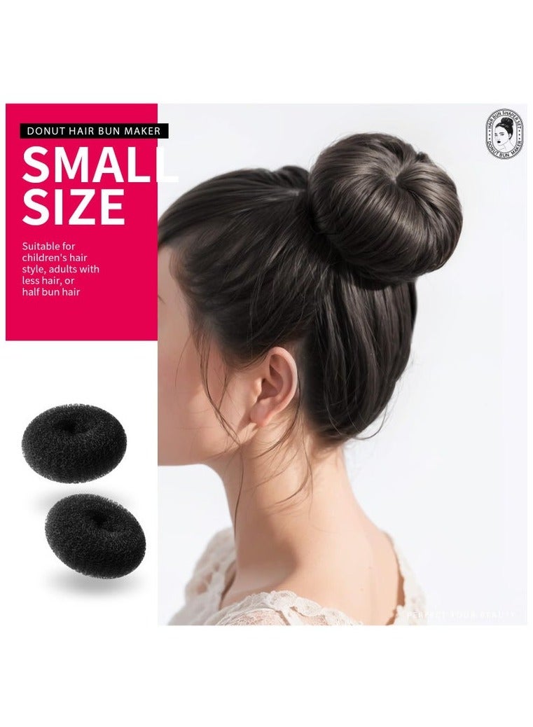 7 Hair Bun Makers Set, Black Buns Shaper Hair Styling Accessories Kit with 5 Bands and 20 Bun Pins, Donut Ring Style Chignon Bun Maker, For Ballet Dance (2 Small 2 Medium 2 Large 1 Extra-Large) - Image 3