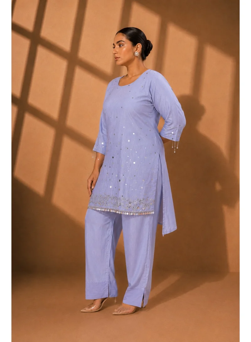 Lehar Lavender Bloom – Embellished Kurta & Trouser Set