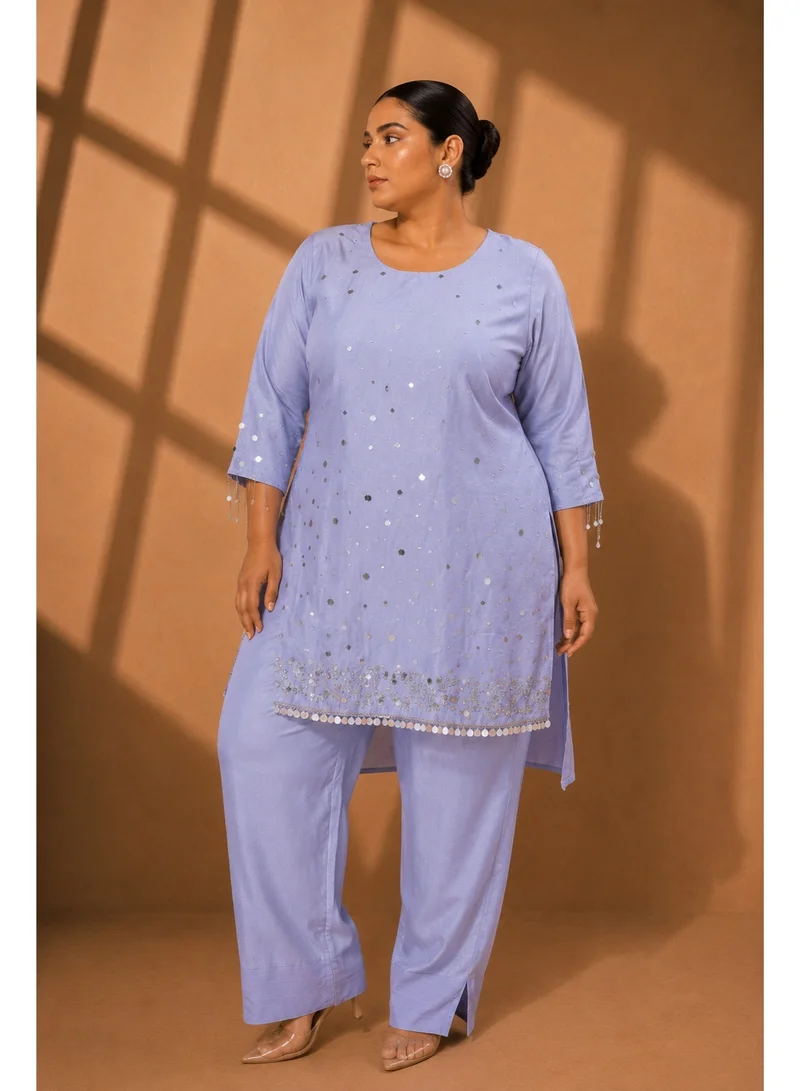 Lehar Lavender Bloom – Embellished Kurta & Trouser Set
