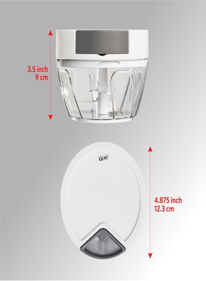 Glad Manual Pull Vegetable Chopper - Small Handheld Food Processor and Veggie Cutter with Pull String - Kitchen Cooking Tool for Meal Prep, 13.5oz (400mL) - Image 2