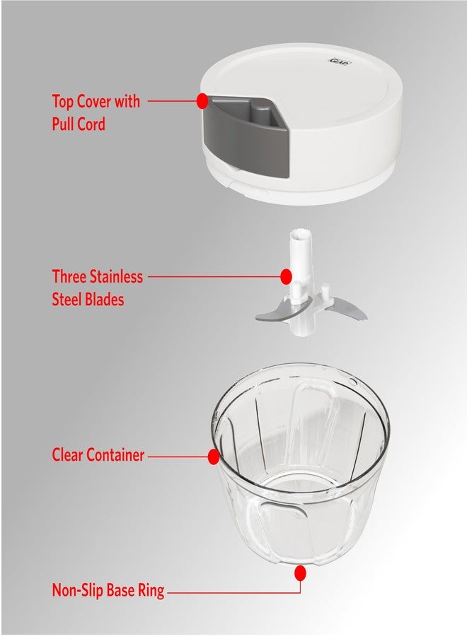 Glad Manual Pull Vegetable Chopper - Small Handheld Food Processor and Veggie Cutter with Pull String - Kitchen Cooking Tool for Meal Prep, 13.5oz (400mL) - Image 3
