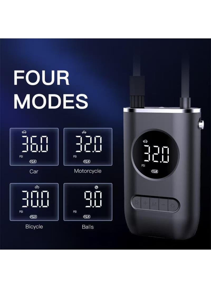Portable Electric Air Pump – 130PSI Rechargeable Tire Inflator with Digital Display, LED Light, 4 Modes, USB Charging, for Car, Bike, Motorcycle, Balls - Image 4