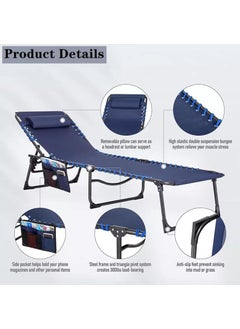 Arcanine Arcanine Foldable Chaise Lounge Chair 5Position Adjustable Tanning Chair with Side Pocket Outdoor Sunbathing for Pool Beach Patio Lawn Indoor Recliner Chair for Napping AR02  - Image 5