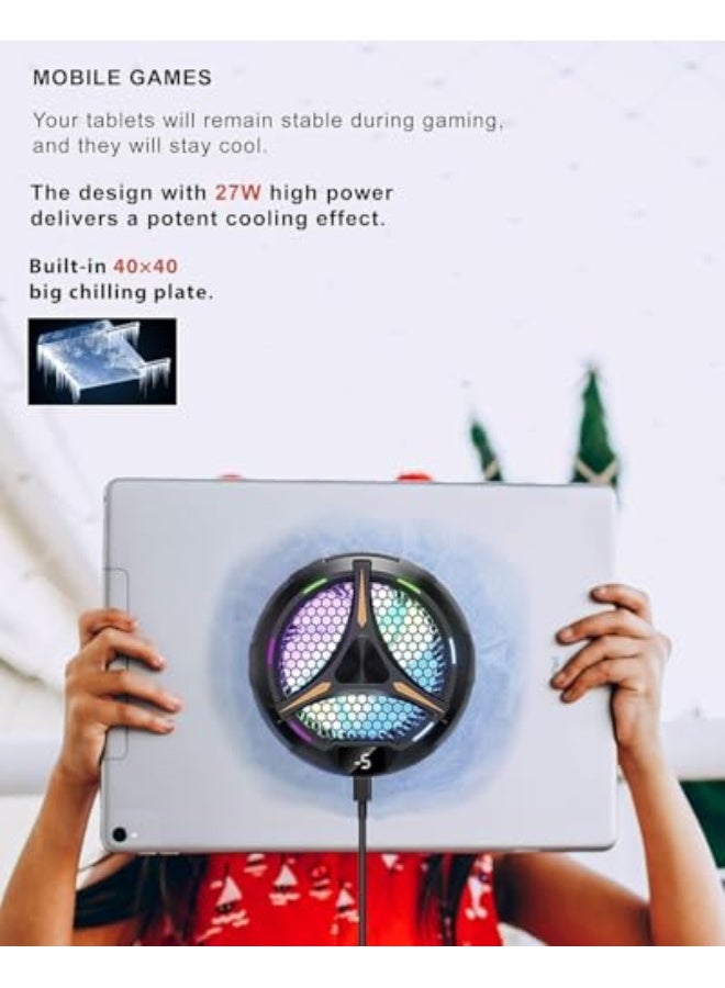 Tablet cooler for gaming,Magnetic Tablet Cooler for ipad/Surface pro/Samsung Tab/Steam Deck,Ipad cooling case with Temperature Monitor LED Gaming Light for Mobile Gaming,Tiktok Live Streaming - Image 2