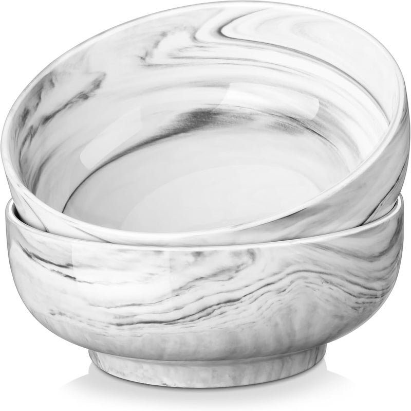 MALACASA Large Serving Bowls 60 OZ 8 Salad Bowls Set of 2 Ceramic Mixing Bowls for Kitchen Serving Bowl for Soup Pasta Side Dishes and Entertaining Marble Grey Series REGULAR - Image 1