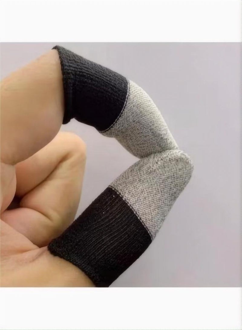 2-Pack Of Silver Fiber Mobile Gaming Finger Cots Extremely Thin Material Zero-Contact Breathable Extremely Sensitive Anti-Sweat Breathable Full Touch Screen Gray/Black  - Image 1