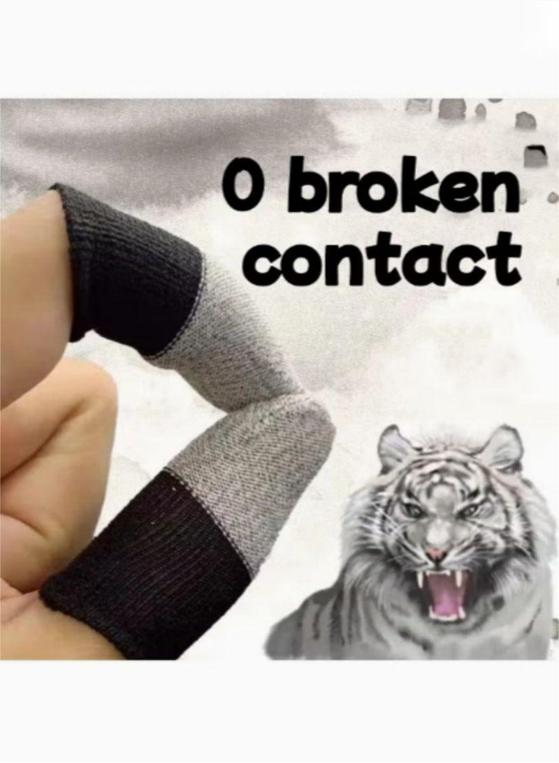 2-Pack Of Silver Fiber Mobile Gaming Finger Cots Extremely Thin Material Zero-Contact Breathable Extremely Sensitive Anti-Sweat Breathable Full Touch Screen Gray/Black  - Image 2