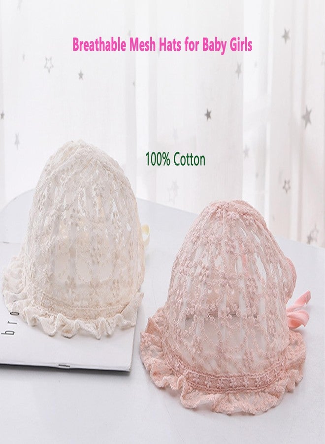 Vikodah Baby Girl Lace Bonnets Cotton New-Born Beanie Hats Mesh Palace Hat Soft Breathable Sun-Protection for Babies - Image 3