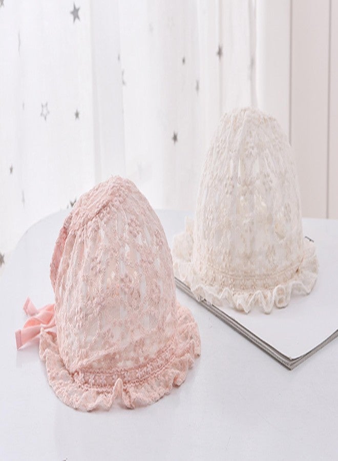 Vikodah Baby Girl Lace Bonnets Cotton New-Born Beanie Hats Mesh Palace Hat Soft Breathable Sun-Protection for Babies - Image 4