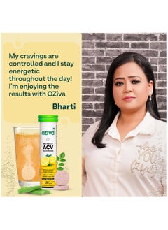 OZiva ACV Moringa Control Cravings Apple Cider Vinegar Cinnamon Guggul No Maltodextrin No Added Sugar 15 Effervescent Tablets Lemon Masala Pack of 8 120 Tablets  - Image 5