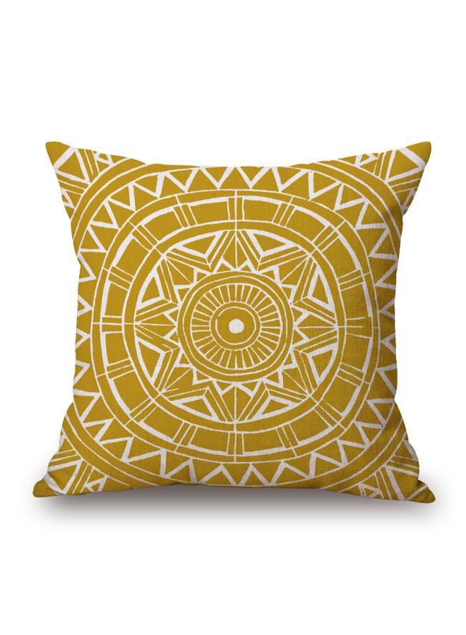 NIBEMINENT Fresh Mandala Print Pillowcase Yellow/White 45 x 45centimeter