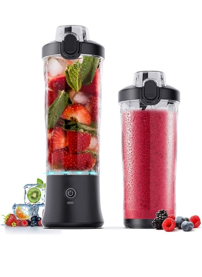 Zeemey - Portable Blender,270 Watt for Shakes and Smoothies Waterproof Blender USB Rechargeable with 20 oz BPA Free Blender Cups with Travel Lid. (Black) - Image 1