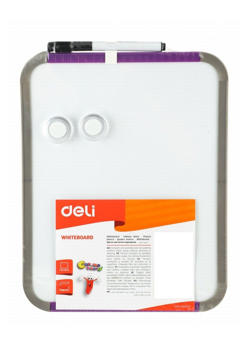 Deli A4 Size Magnetic Whiteboard With A Marker And Two Magnets Assorted Colours  - Image 1