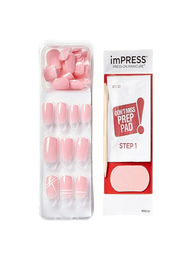 Impress KISS imPRESS No Glue Mani Press On Nails, Design, 'Timeless Day', Pink, Petite Size, Squoval Shape, Includes 30 Nails, Prep Pad, Instructions Sheet, 1 Manicure Stick, 1 Mini File - Image 2