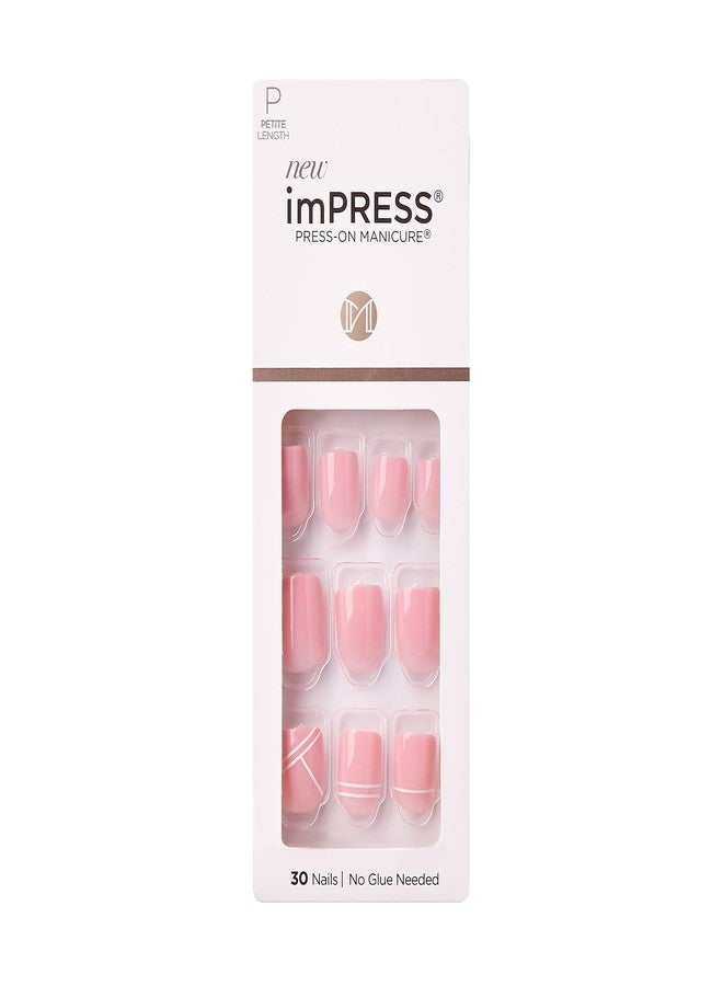 Impress KISS imPRESS No Glue Mani Press On Nails, Design, 'Timeless Day', Pink, Petite Size, Squoval Shape, Includes 30 Nails, Prep Pad, Instructions Sheet, 1 Manicure Stick, 1 Mini File - Image 1