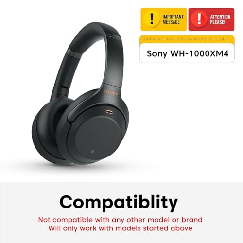 Sounce Replacement Earpads Cushions Compatible with Sony WH-1000XM4 (WH1000XM4) Over-Ear Headphones Premium Black Softer Leather Earmuffs with High-Density Noise Cancelling Durable (1 Pair) - Image 5
