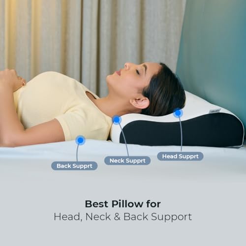 CareFoam Ultimate Cervical Neck Pillow | 2 Years Warranty | Pain Relief Sleep, Improves Posture Spinal Alignment, Neck Pain Relief Pillow | Medium 21 x 13 x 4 Inch | White Jacquard Cover | Pack of 1 - Image 4
