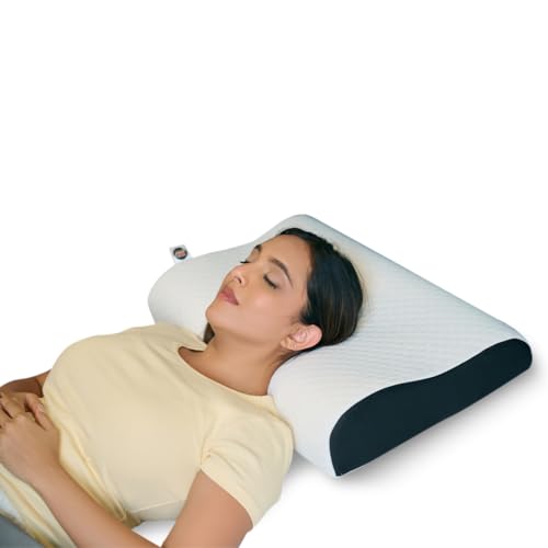 CareFoam Ultimate Cervical Neck Pillow | 2 Years Warranty | Pain Relief Sleep, Improves Posture Spinal Alignment, Neck Pain Relief Pillow | Medium 21 x 13 x 4 Inch | White Jacquard Cover | Pack of 1 - Image 1