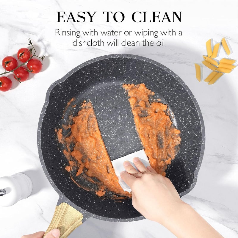 ShreeVoke Non Stick Frying Pan 8 Inch PFOA Free Granite Egg Pan Induction Gas Fry Pan Fish Pan Frying pan Non Stick Dishwasher Safe Frying pan 8Inch Black - Image 4