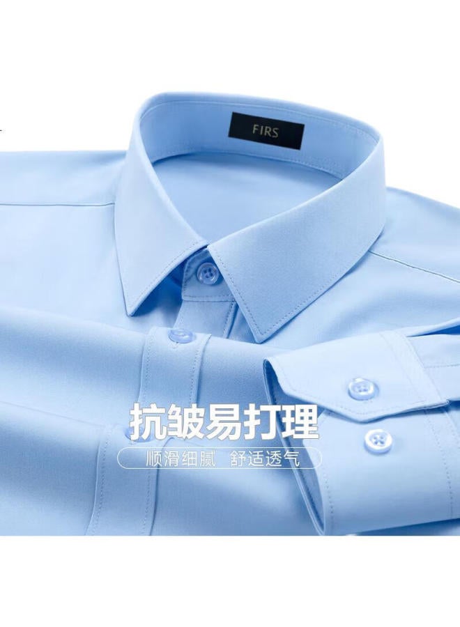 Firs Men'S Long Sleeve Shirt, Spring And Autumn Business Casual Solid Color Professional Work Uniform Dress Shirt For Young And Middle-Aged Men - Image 2