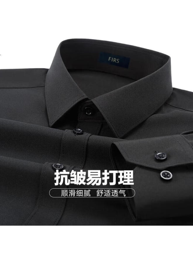 Firs Men'S Long Sleeve Shirt, Spring And Autumn Business Casual Solid Color Professional Work Uniform Dress Shirt For Young And Middle-Aged Men - Image 3
