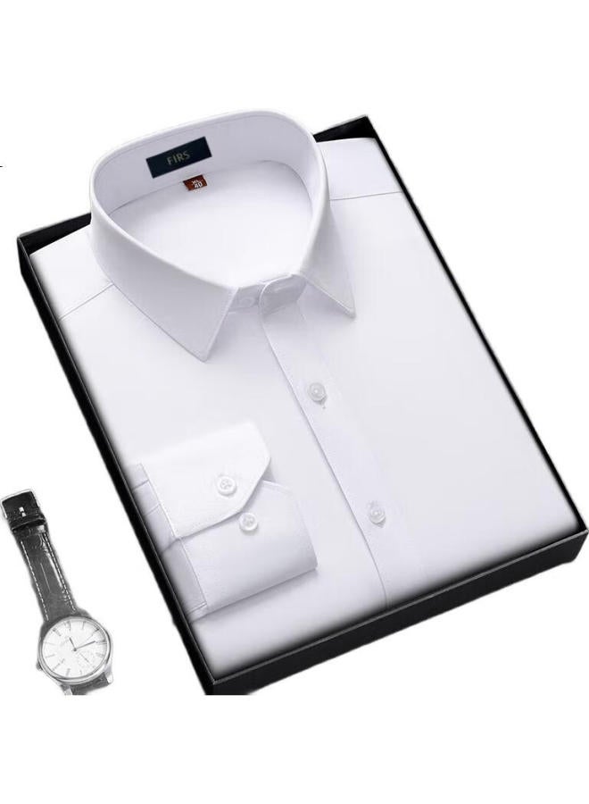 Firs Men'S Long Sleeve Shirt, Spring And Autumn Business Casual Solid Color Professional Work Uniform Dress Shirt For Young And Middle-Aged Men - Image 1