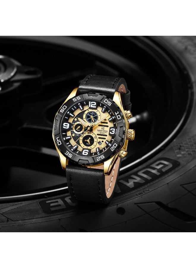 Naviforce Elegance Exquisite Multifunctional Men's Chronograph Watch (Gold) Original NF8043 - Image 5