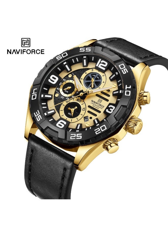 Naviforce Elegance Exquisite Multifunctional Men's Chronograph Watch (Gold) Original NF8043 - Image 1