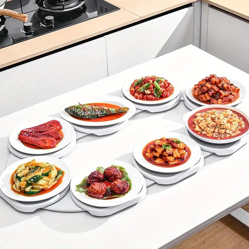 Luteti Luteti Rotating Lazy Tray Table Top Centerpiece Serving Dishes Tabletop 360° Rotating Tray for Dining Tables Rectangular Long Tables (8 Trays)  - Image 1