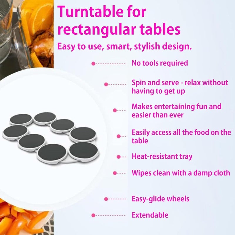 Luteti Luteti Rotating Lazy Tray Table Top Centerpiece Serving Dishes Tabletop 360° Rotating Tray for Dining Tables Rectangular Long Tables (8 Trays)  - Image 2