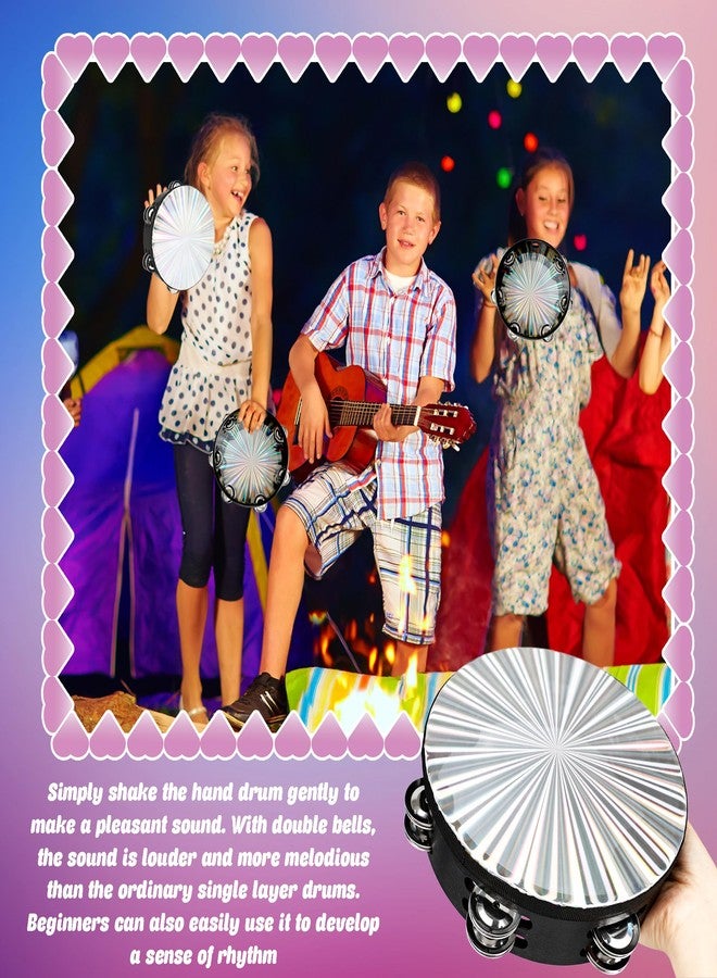 Norcoin 3 Pack Silver Tambourine 8 Inch Reflective Tambourine for Adult with Double Row Jingle Bell Hand Held Drum Percussion Musical Instrumen Church Wedding Dance Party - Image 5
