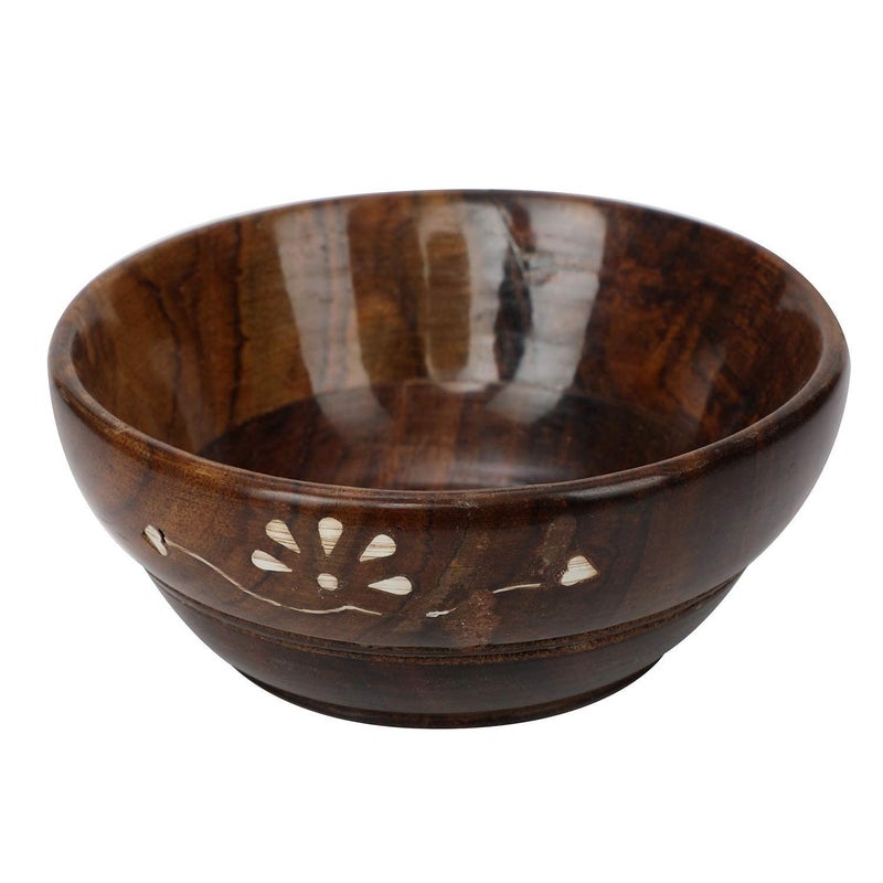 UNIQUE HUB Solid Wooden Traditional Soup Bowl Wooden Multipurpose Serving Bowl for Breakfast Snacks Soup Serve Ware Salad Bowls for Home Kitchen Brown Brown - Image 2