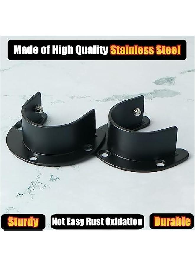 4-Piece Set of Matte Black Stainless Steel 1-Inch Diameter Shower Closet Rod Supports - Image 2