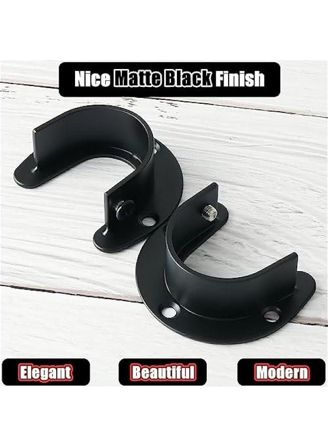 4-Piece Set of Matte Black Stainless Steel 1-Inch Diameter Shower Closet Rod Supports - Image 3